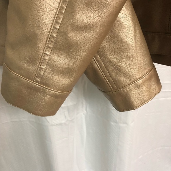 Frida Faux Leather champagne zip up jacket - Picture 3 of 6
